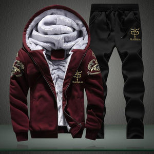 Winter Warm Thicken Fleece Men's Sports Suits