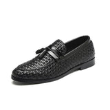 Retro Tassel Leather Lozenge Pattern Men Loafers