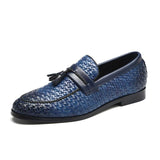 Retro Tassel Leather Lozenge Pattern Men Loafers