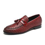 Retro Tassel Leather Lozenge Pattern Men Loafers