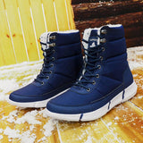 Waterproof Canvas Short Plush Lace Up Men Ankle Boots