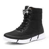 Waterproof Canvas Short Plush Lace Up Men Ankle Boots