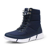 Waterproof Canvas Short Plush Lace Up Men Ankle Boots