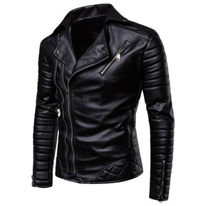 Motorcycle Zipper Leather Windproof Men's Jackets