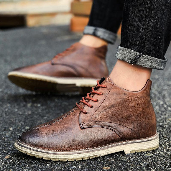 British Style PU leather Men Ankle Boots