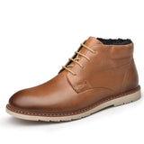 Genuine Leather Men Autumn Winter Lace-Up Ankle  Boots