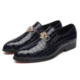 Luxury Crocodile Grain Pointed Toe Slip-On Oxfords Men Dress Shoes