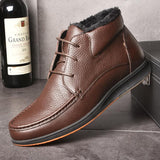 Genuine Leather Men Autumn Winter Lace-Up Ankle  Boots