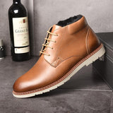 Genuine Leather Men Autumn Winter Lace-Up Ankle  Boots