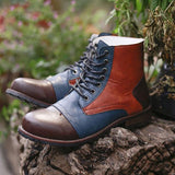 Fashion British PU Leather Lace Up Men Ankle Boots