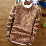 Men's Fashion Knitting  Colorful Rhombus Lattice Pullover Pullover Sweater