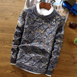 Men's Fashion Knitting  Colorful Rhombus Lattice Pullover Pullover Sweater