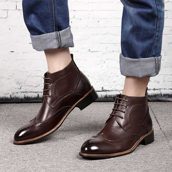 Fashion PU Leather Lace-up Men Boots