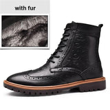 Fashion Bullock Genuine Leather Warm High-top Lace-up Men Boots