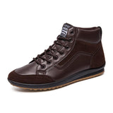 Fashion PU Leather Lace-up Warm Comfortable Men Ankle Boots