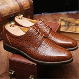 Fashion Breathable Crocodile Stripes Business Men's Dress Shoes