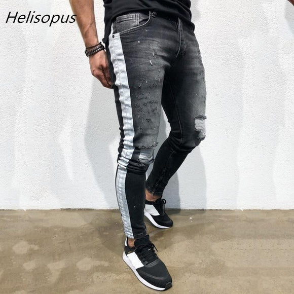 Fashion Hip Hop Holes Casual Denim Pants Men's Jeans