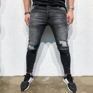 Fashion Hip Hop Holes Casual Denim Pants Men's Jeans