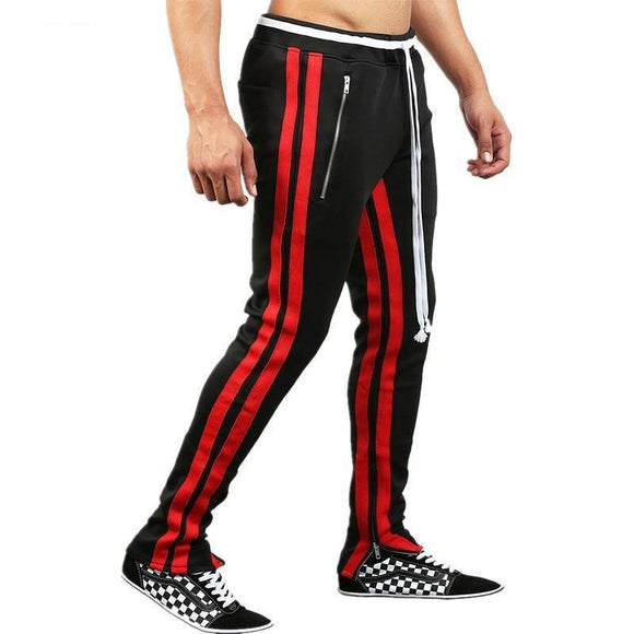 Vintage Printing Side Stripe Pockets Men Sweatpants