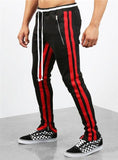 Vintage Printing Side Stripe Pockets Men Sweatpants