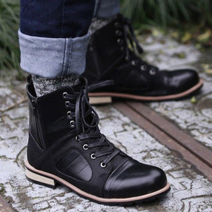 Fashion Autumn Winter Lace-up Roman Style Men Ankle Boots