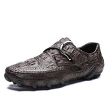 Fashion Genuine Leather Crocodile Texture Men's Loafers