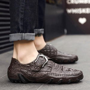 Fashion Genuine Leather Crocodile Texture Men's Loafers