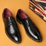 Big Size Crocodile Pattern Business Wedding Men's Dress Shoes