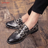 Fashion Slip-On Animal Print Casual Leather Men's Shoes