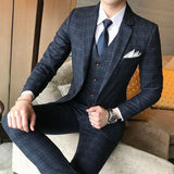 Men's Plaid 3-piece Suits ( Jacket + Vest + Pants )