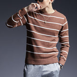 Men's New Fashion Pullovers Warm Jumpers Knitwear Striped Autumn Casual Sweaters