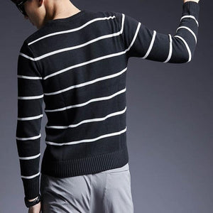 Men's New Fashion Pullovers Warm Jumpers Knitwear Striped Autumn Casual Sweaters