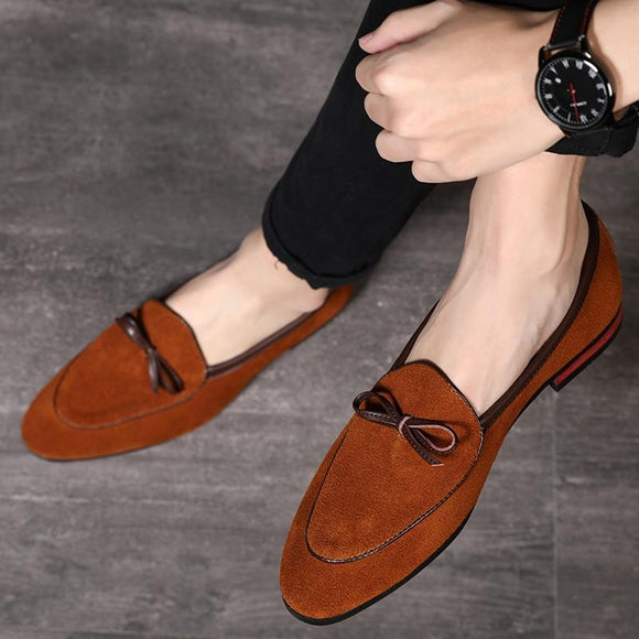 Italian Style Scrub Leather Slip-On Men's Casual Shoes