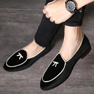 Fashion Silk Velvet Leather Breathable Slip-on Men's Shoes