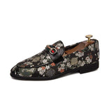 British Style Men's Colorful Embroidered Leather Men's Dress Shoes