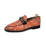 British Style Men's Colorful Embroidered Leather Men's Dress Shoes