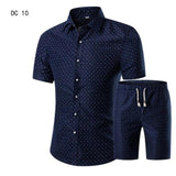 Men's Casual Shirt Homme Short Dress Suit Sets Plus Size (Men Shirts+Shorts)