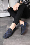 Classic Floral Pattern Embroidery Suede Men's Loafers