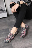 Classic Floral Pattern Embroidery Suede Men's Loafers