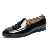 Classic Patent Leather Tassel Slip-On Men's Loafers Dress Shoes