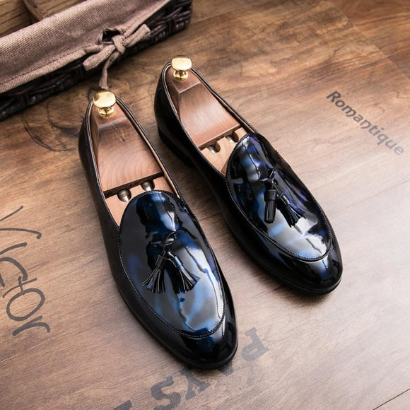 Classic Patent Leather Tassel Slip-On Men's Loafers Dress Shoes