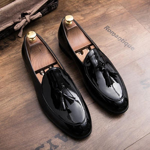 Classic Patent Leather Tassel Slip-On Men's Loafers Dress Shoes