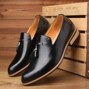 Luxury Tassel Leather Pointed Gradient Men's Dress Shoes