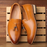 Luxury Tassel Leather Pointed Gradient Men's Dress Shoes