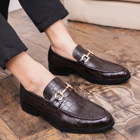 Men  Leather Formal Wedding Elegant Luxury Suit Party Pointed Toe Flats Dress Shoes