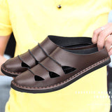 British Style Genuine Leather Beach Summer Men's Casual Sandals