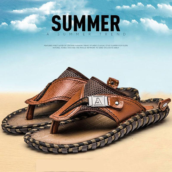 New Men's Flip Flops Genuine Slippers